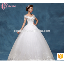 Guangzhou Sexy Off-ombro Ball Gown Lace Appliqued Wedding Dress 2017